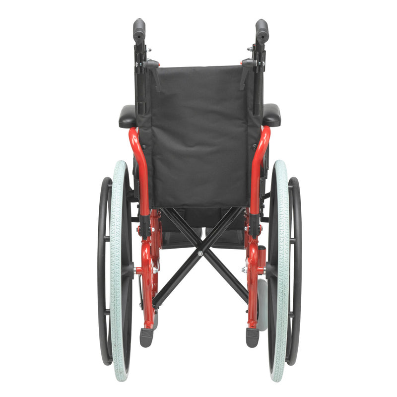 Black wheelchair with red frame on a white background