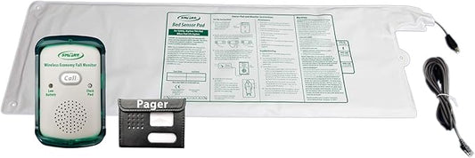 Medical device with pager and cable on a white background