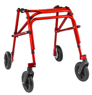 Red walker with wheels on a white background