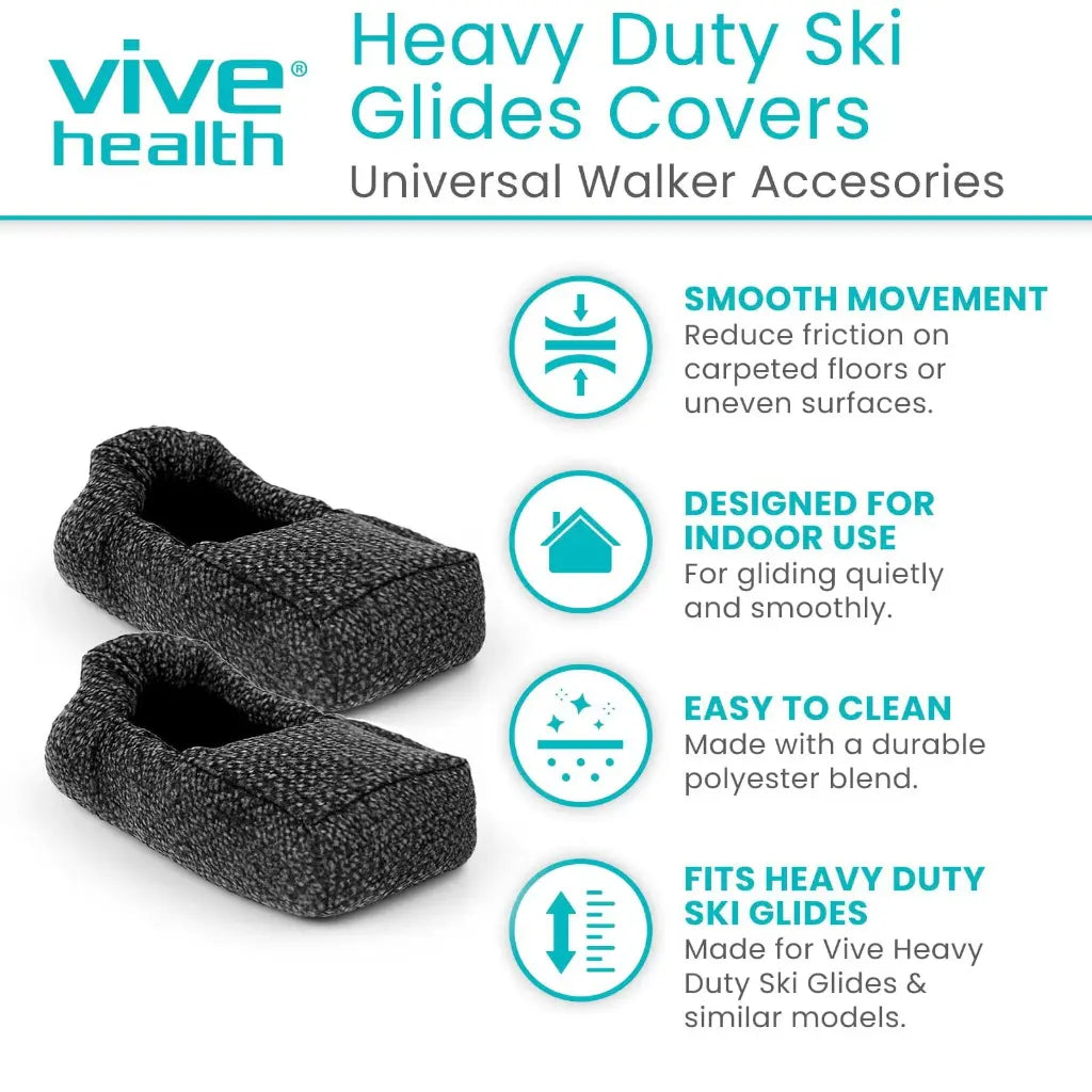 Vive Walker Ski Glide Covers – Heavy Duty, 4 Pack
