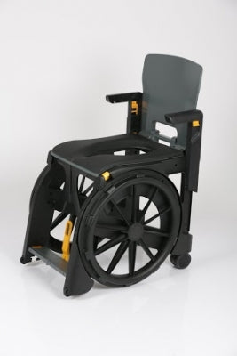 Wheelchair with a shower seat attachment on a white background