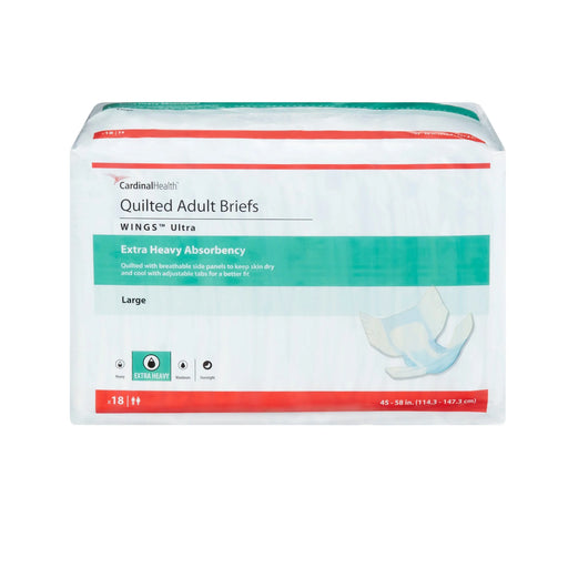 Package of Cardinal Health Quilted Adult Briefs on a white background