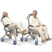 man sitting in Reclining Shower Chair