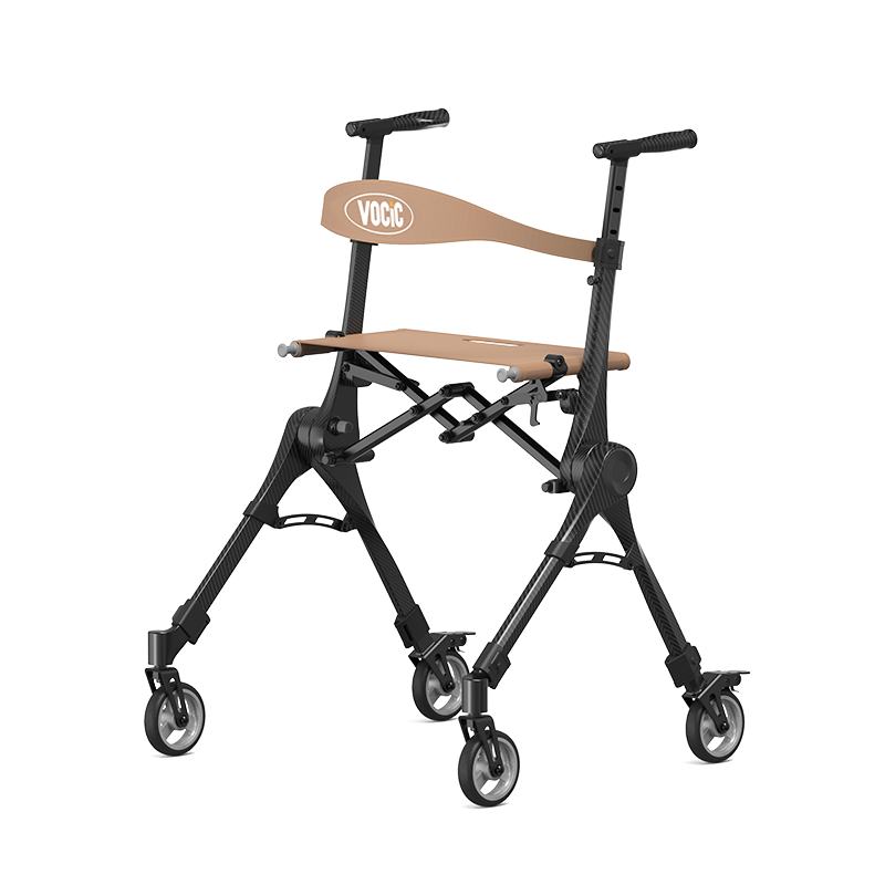 VOCIC Z65 TravelPack Carbon Fiber Rollator Walker - Black