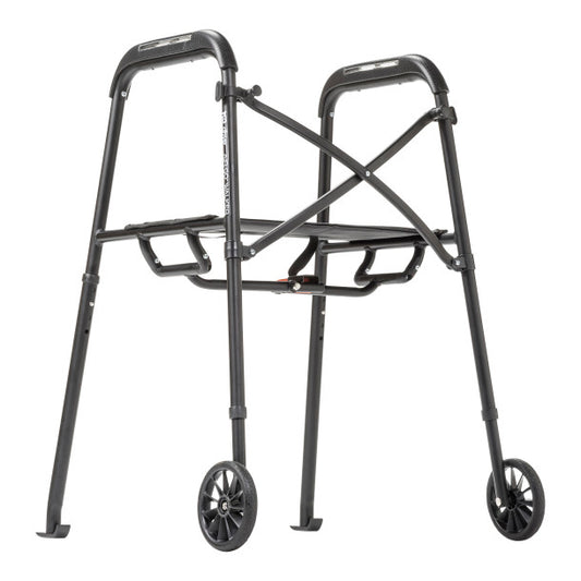 Black walker with wheels on a white background