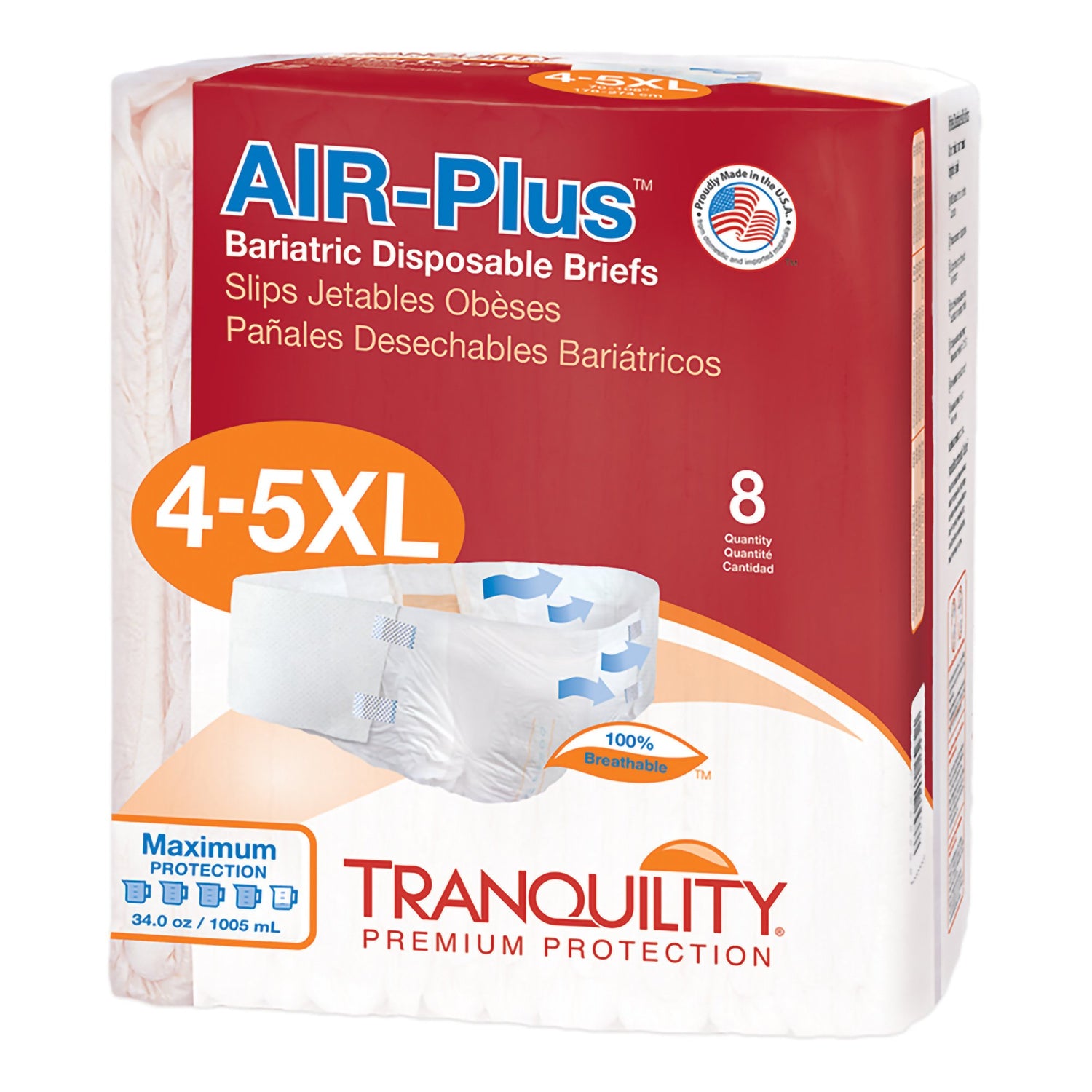 Box of AIR-Plus bariatric disposable briefs by Tranquility on a white background