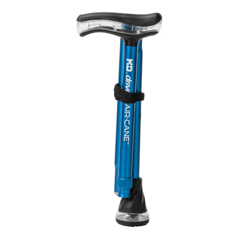 Blue and black air cane on a white background