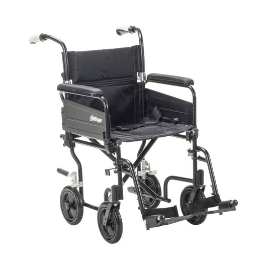 Black manual wheelchair on a white background
