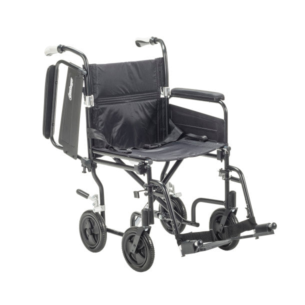 Black manual wheelchair on a white background