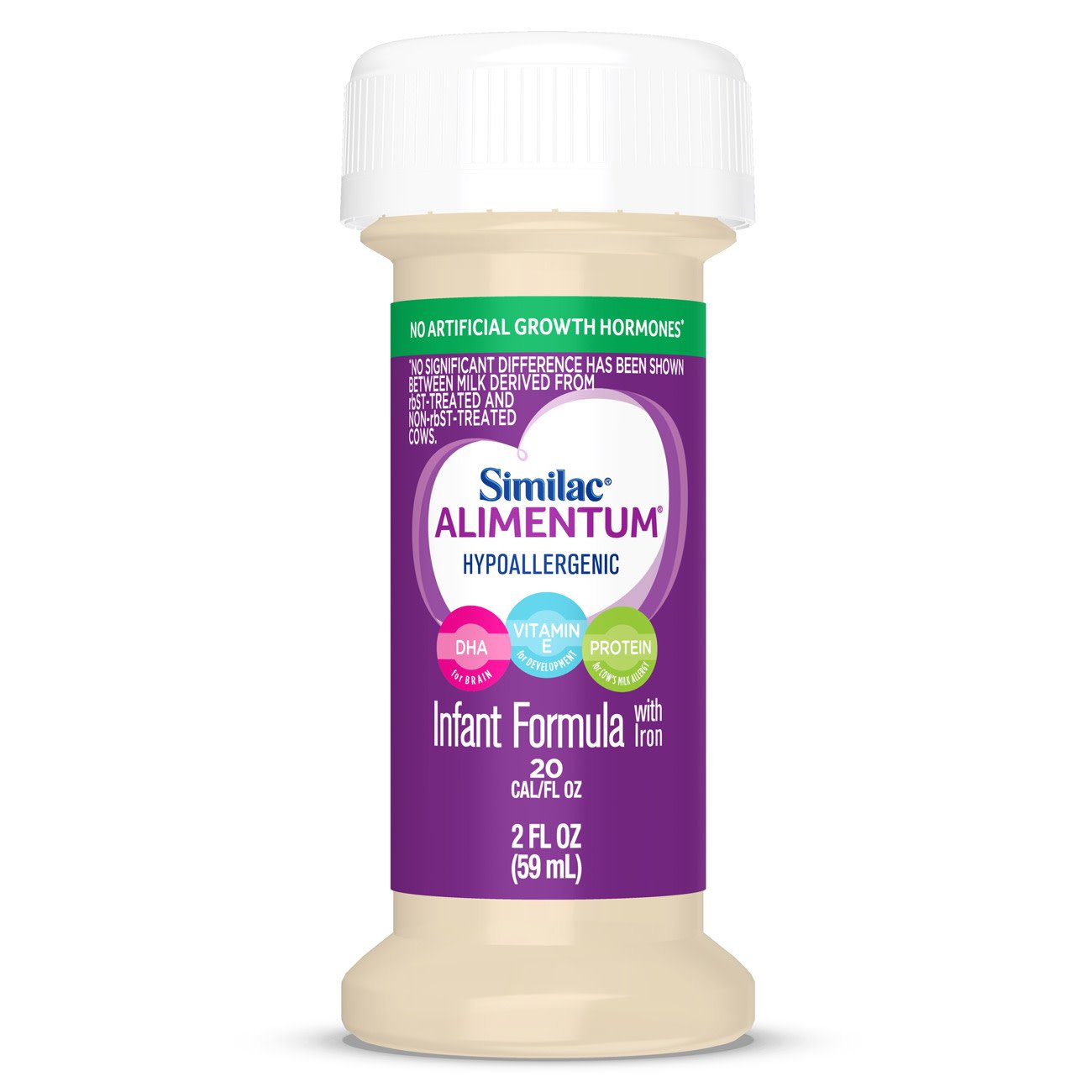 Similac Alimentum infant formula bottle on a white background