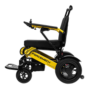 A yellow and black electric wheelchair shown from a side profile view against a solid white background. The brand name 'FORCEMECH' is clearly printed on the yellow frame.