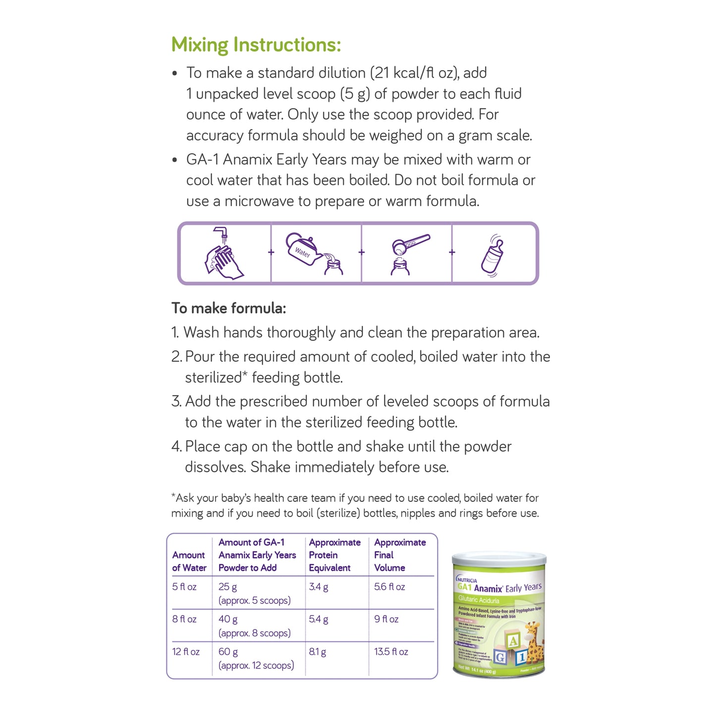 GA-1 Anamix Early Years Unflavored 14.1 oz Can - Lysine-Free Infant Formula