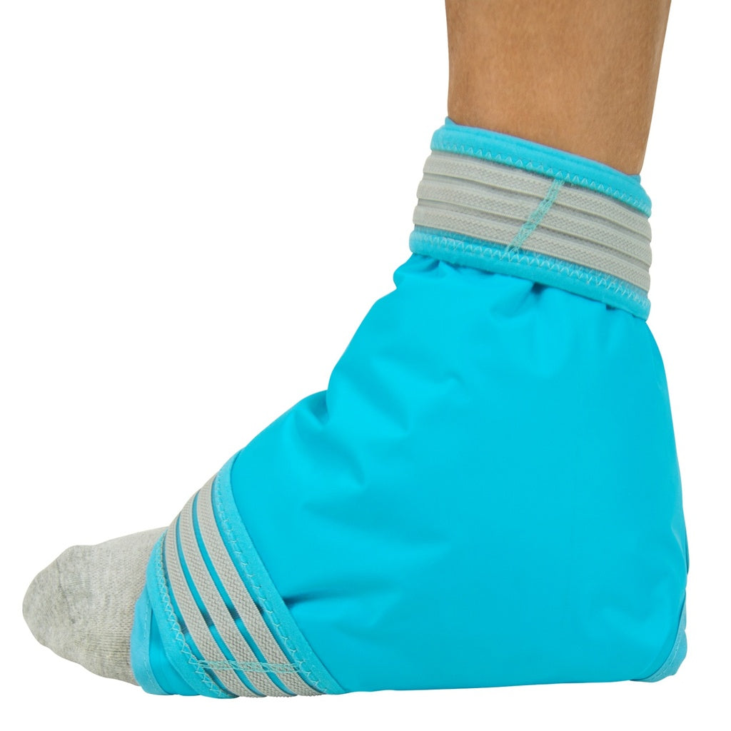 Blue ankle support brace with gray accents on a white background