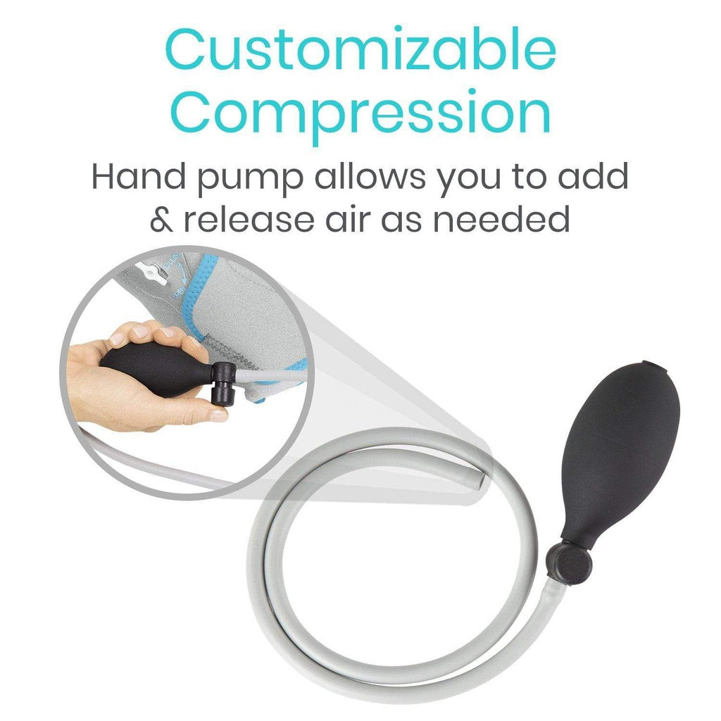 Hand pump with customizable compression feature on a white background