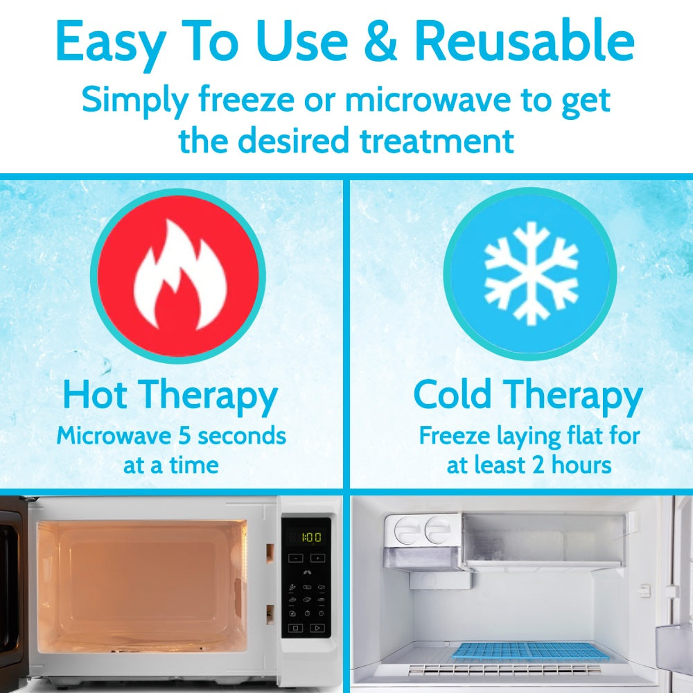 Instructions for using hot and cold therapy products with a microwave and freezer.