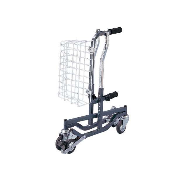 Cart with a wire basket on a white background