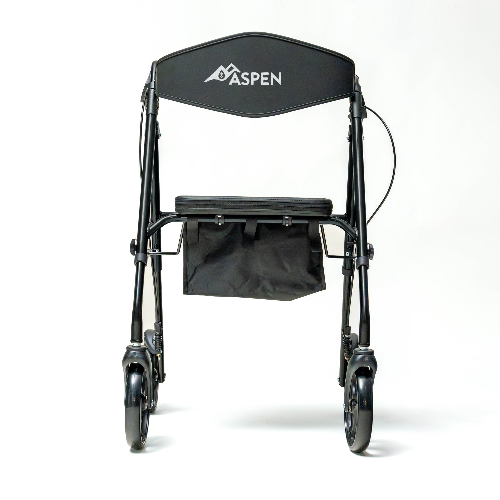 Black walker with a bag on a white background, featuring the Aspen brand.