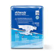 Package of Attends Bariatric Briefs with blue and white design on a white background