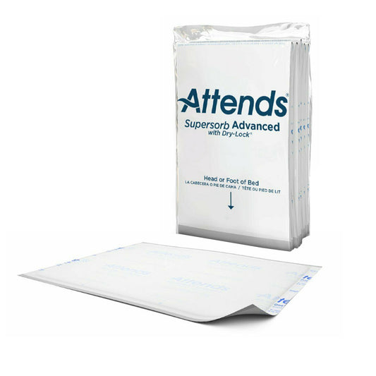 Attends Supersorb Advanced with Dry-Lock packaging on a white background