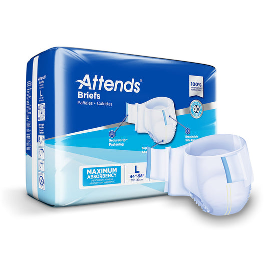 Attends briefs packaging with a white background