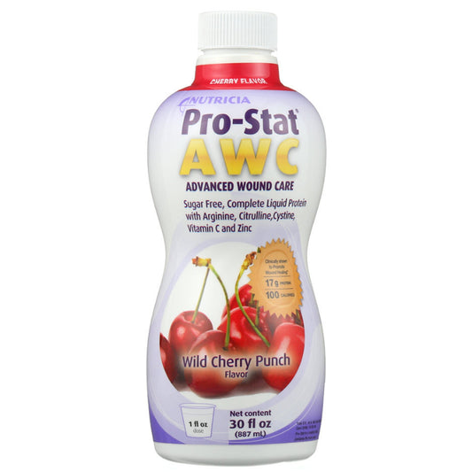 Pro-Stat AWC Advanced Wound Care bottle with cherry flavor on a white background