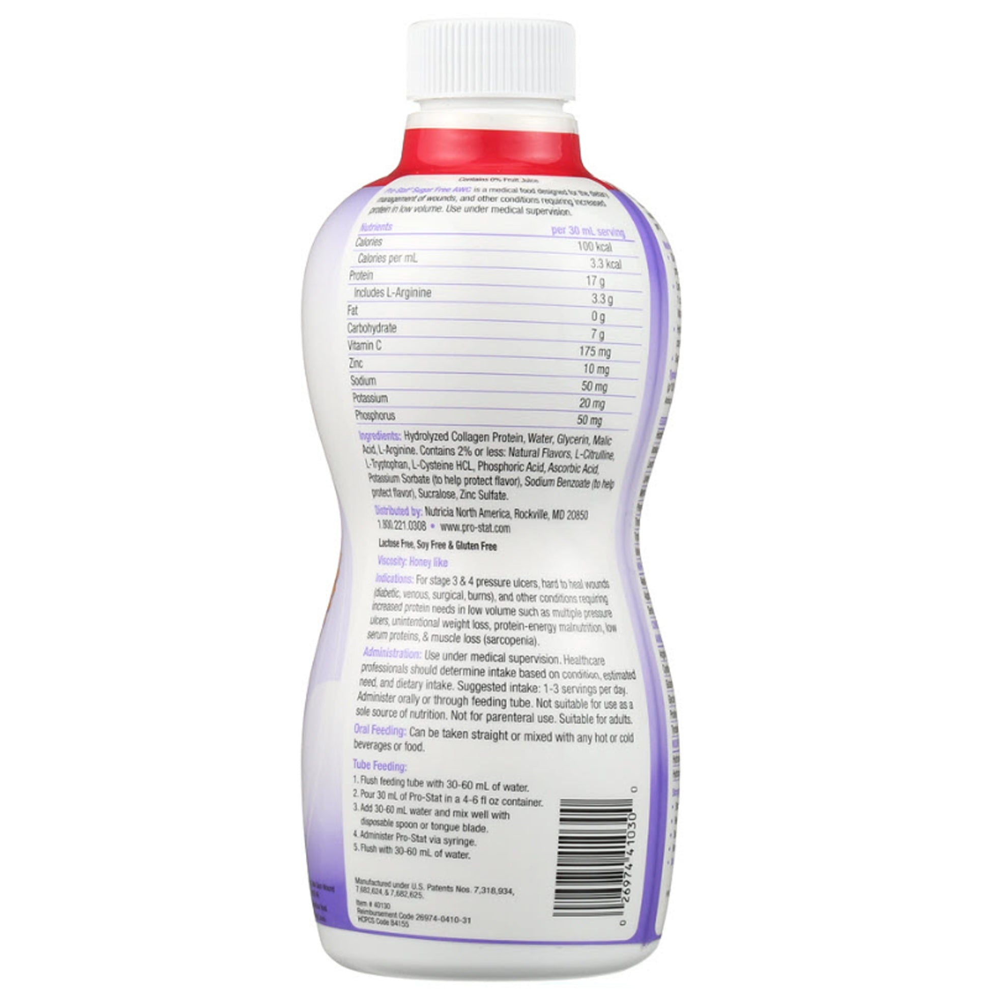 Bottle label with nutritional information on a white background