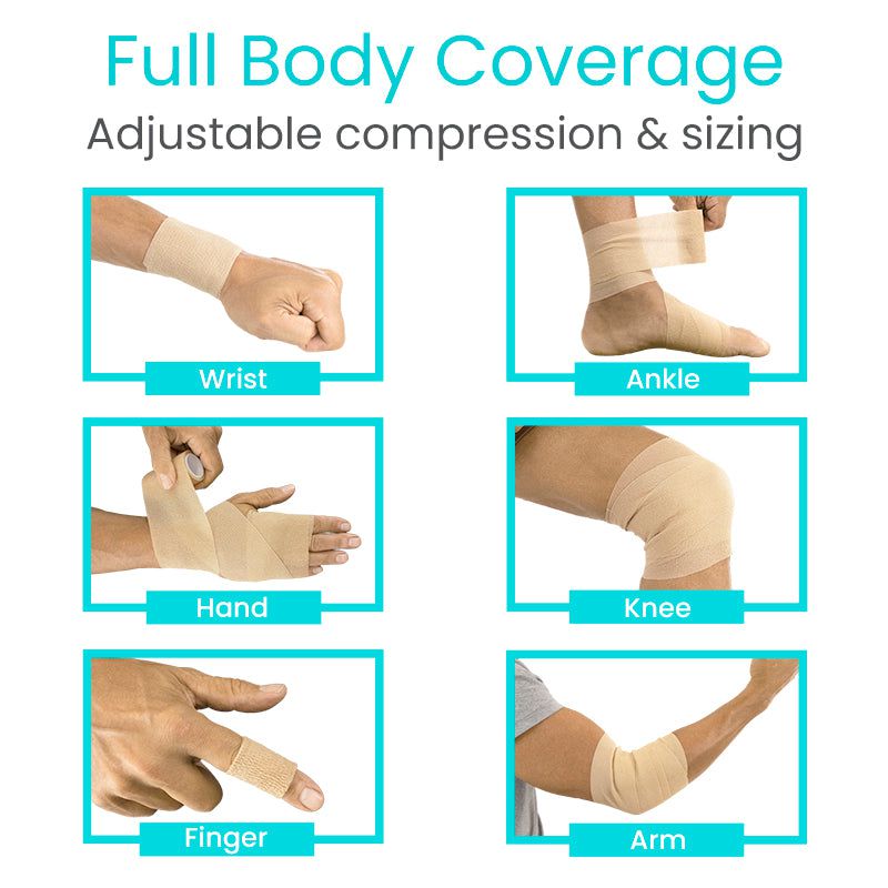 Self-Adhesive Bandages 12-Pack - Cohesive Elastic Wrap for Wound Care