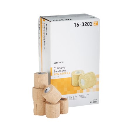 Mckesson cohesive bandages with packaging on a white background