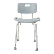 Gray shower chair with backrest on a white background