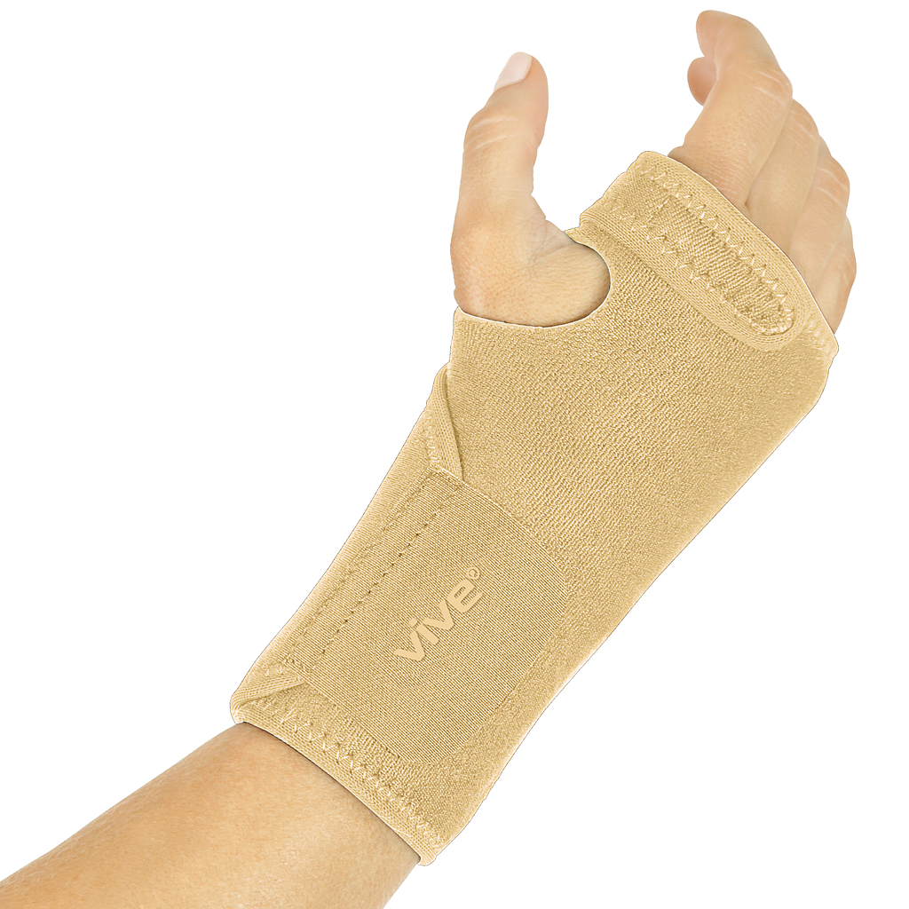 Beige wrist support brace on a white background with 'Vive' branding.