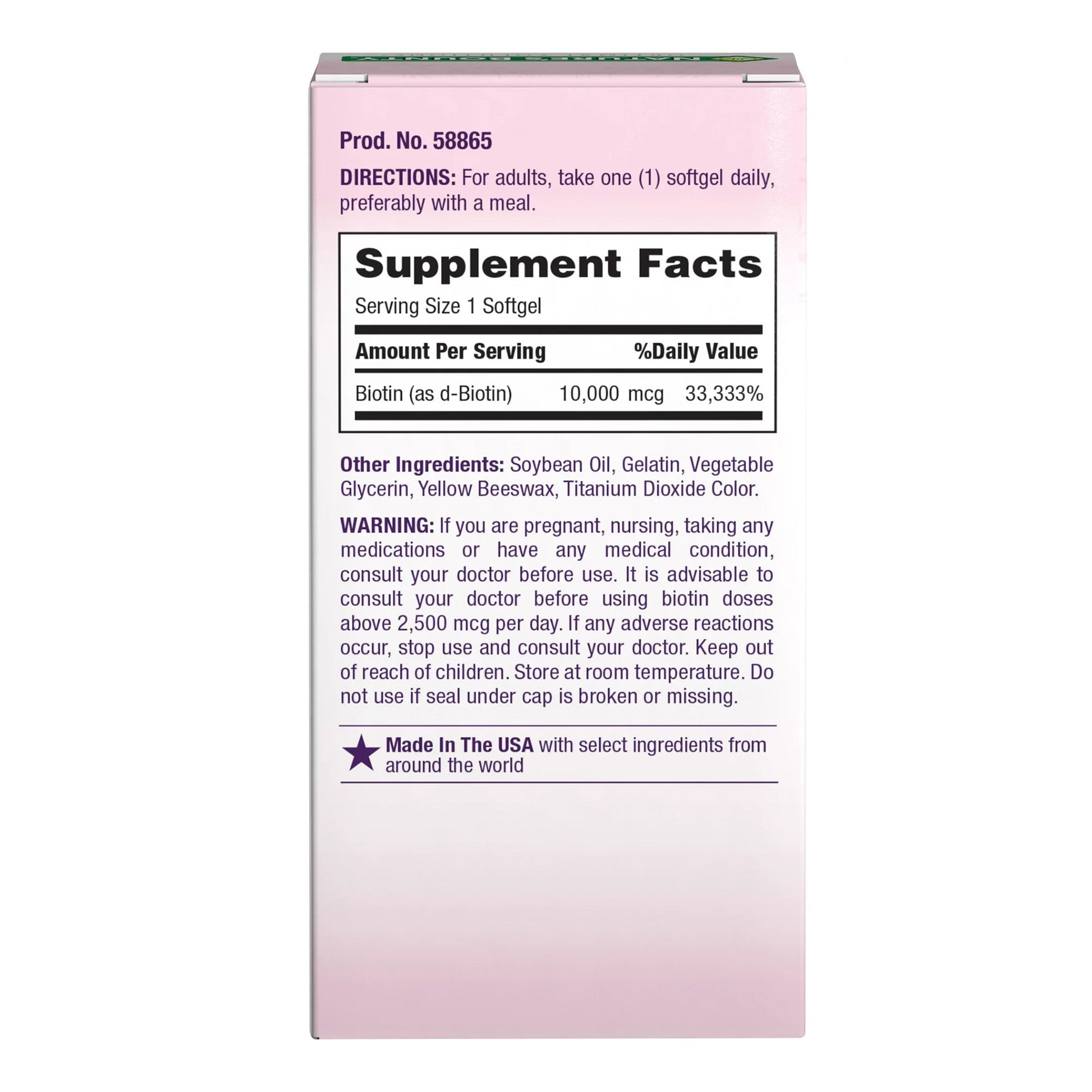 Supplement facts label on a pink background
