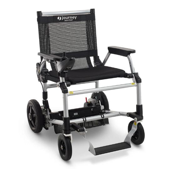 Foldable travel wheelchair with 'journey' branding on a white background
