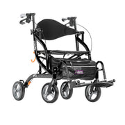 Black stroller with a bag on a white background