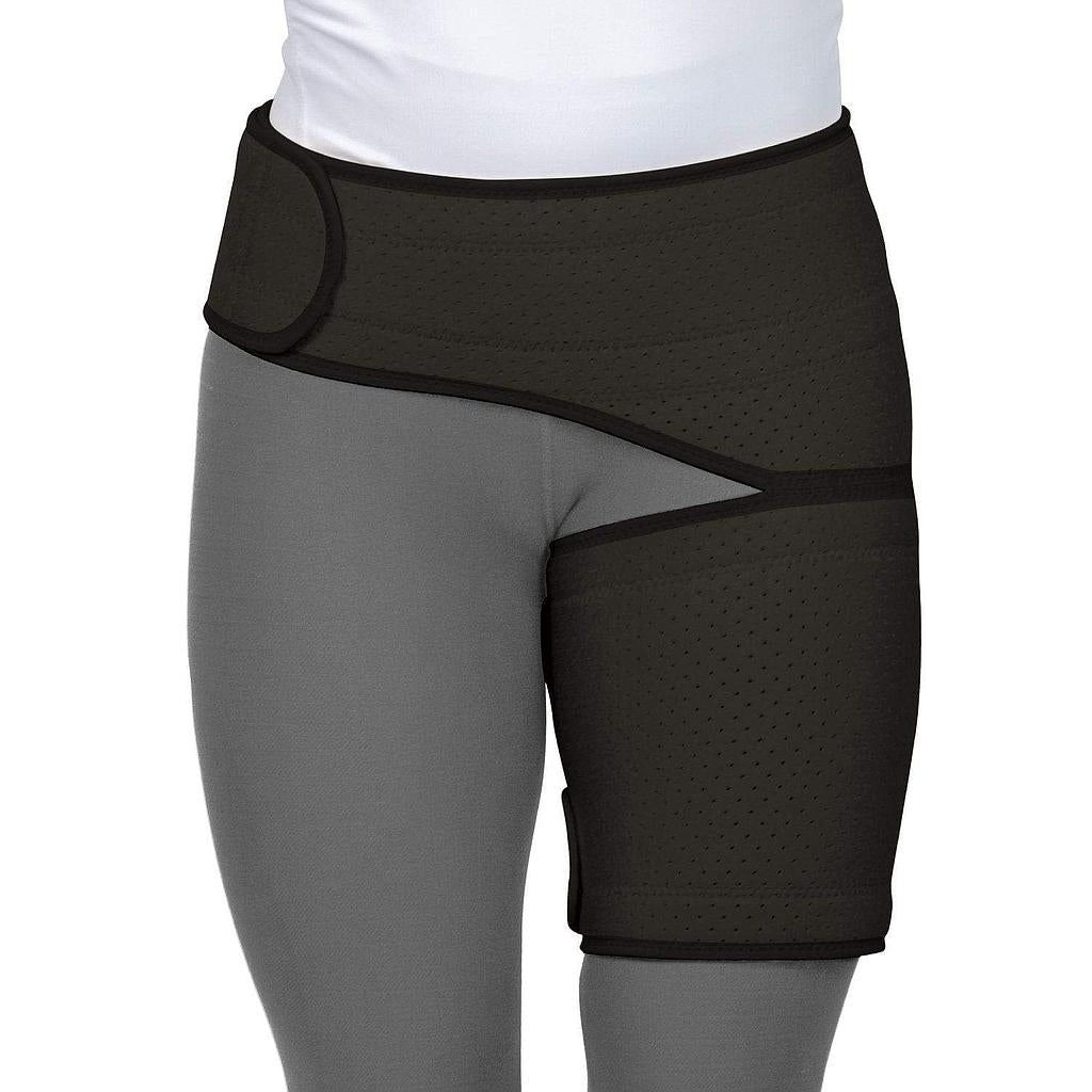 Gray athletic shorts with black accents on a white background