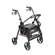 Black rollator with a seat on a white background