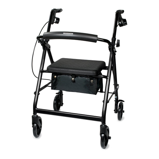 Black rollator with seat on a white background