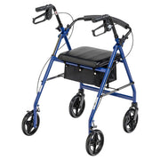Blue walker with a black seat on a white background