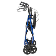Blue and black rollator on a white background