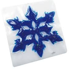Blue snowflake design on a white background