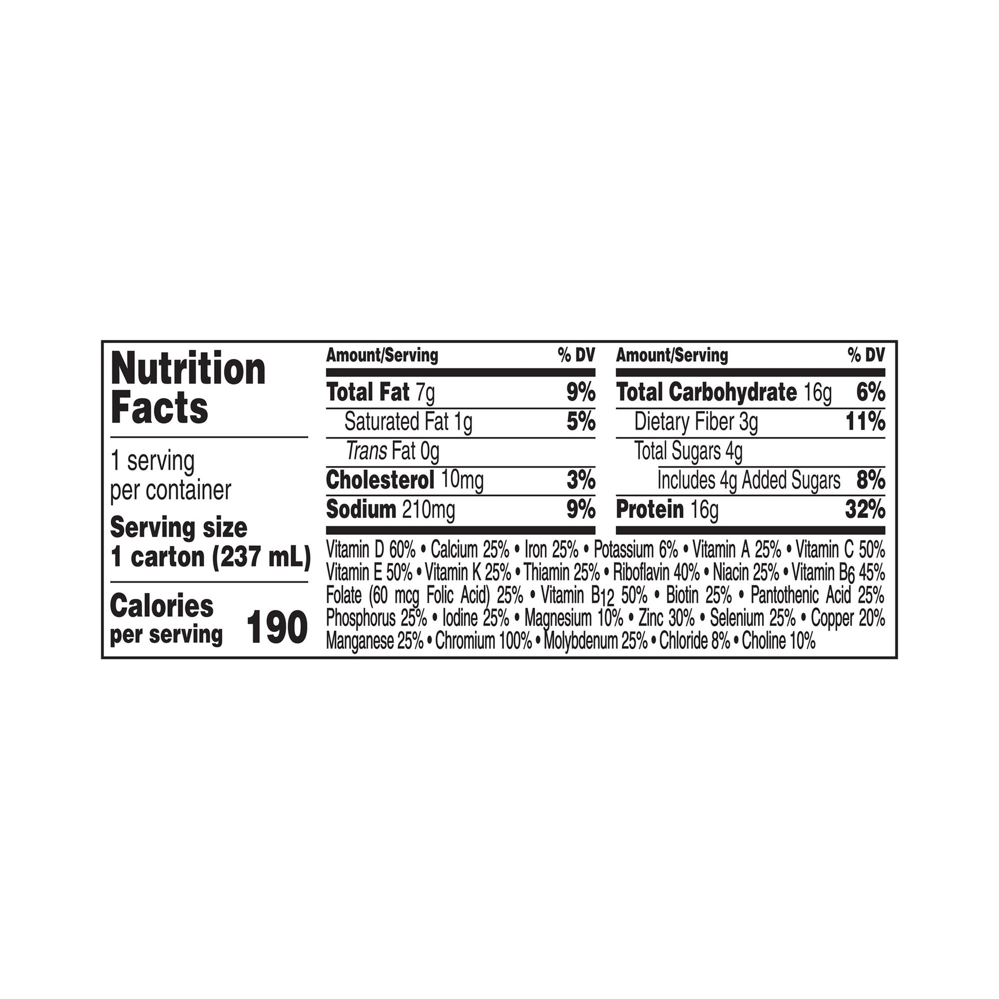 Nutrition facts label for a product on a white background