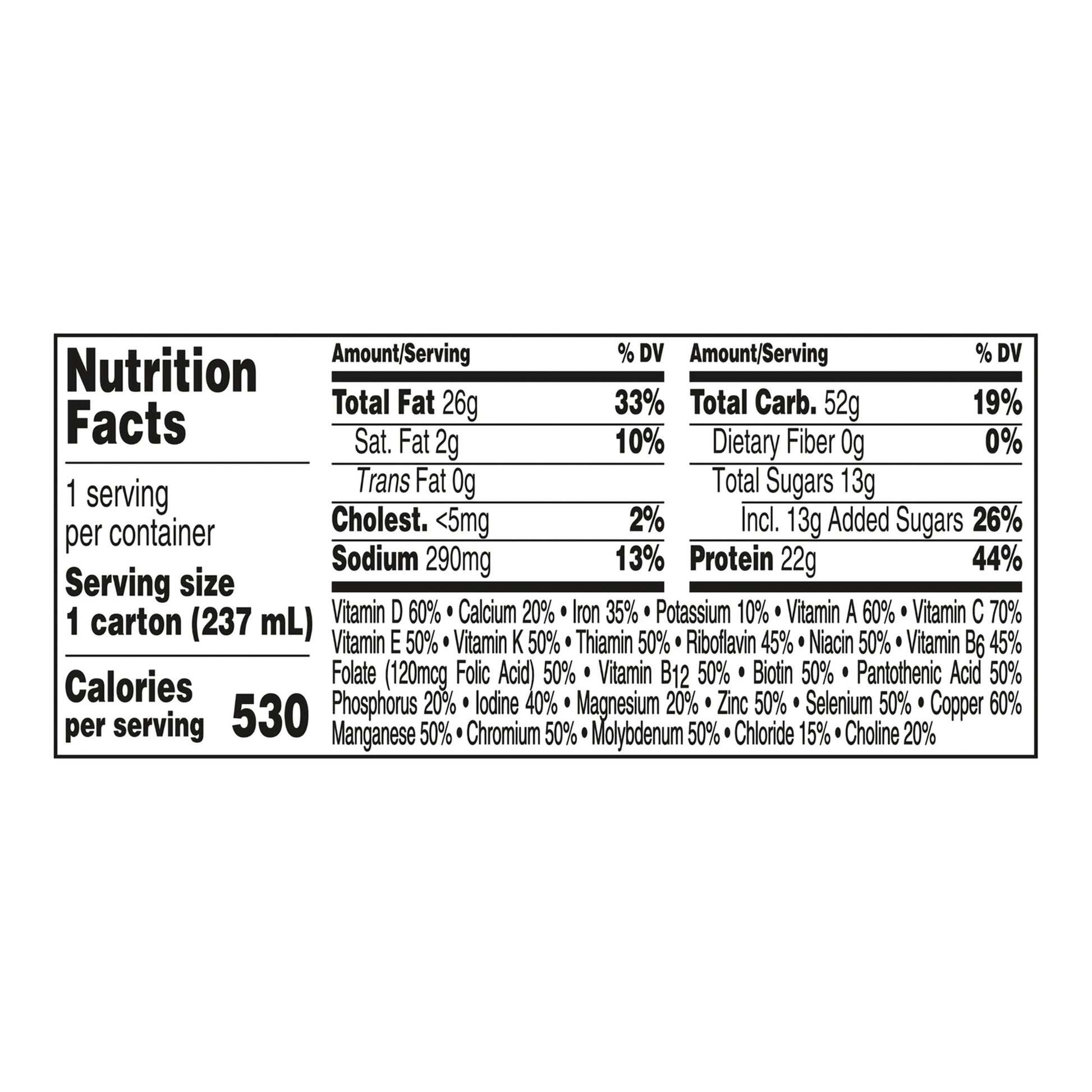 Nutrition facts label for a product on a white background