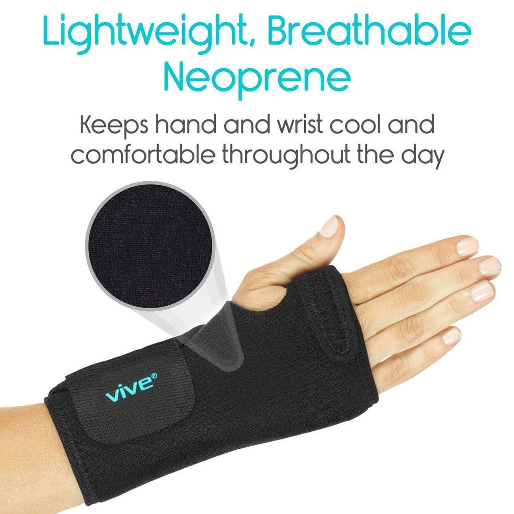 Black neoprene wrist support with 'Vive' branding on a white background