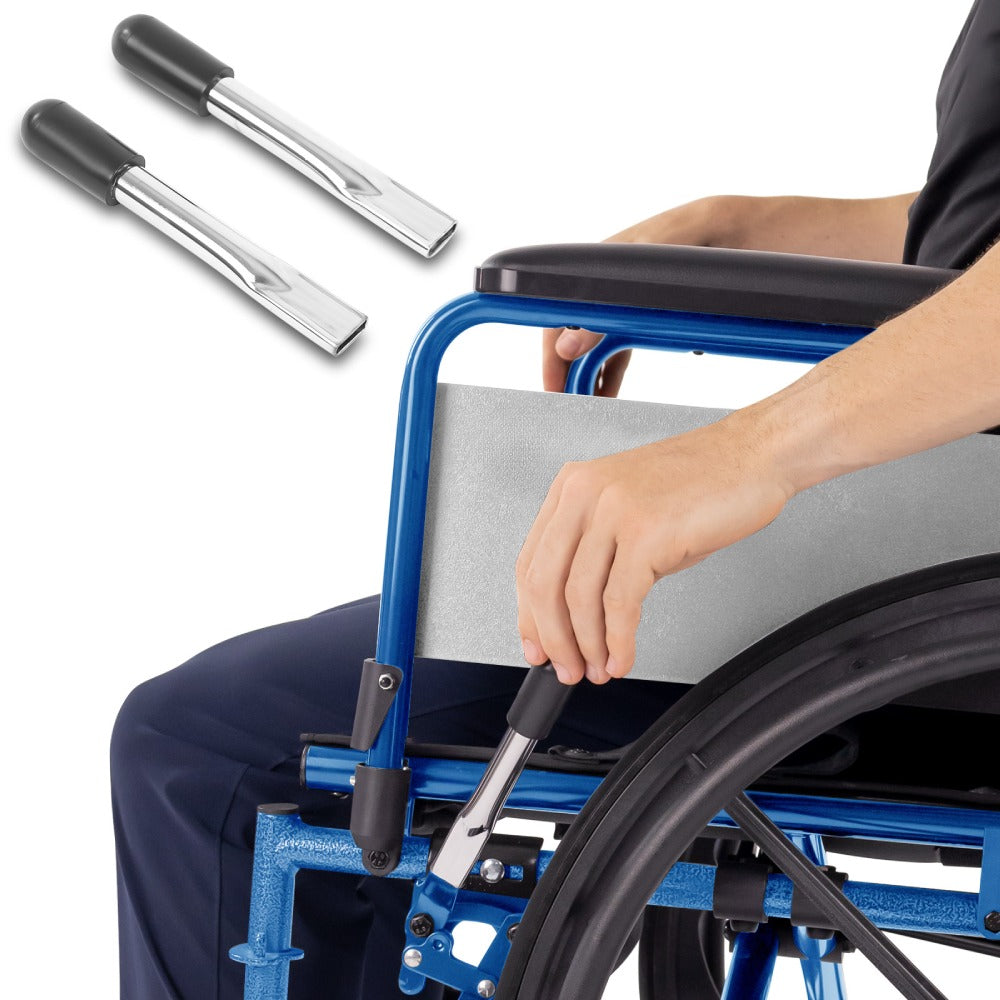 Person using a wheelchair with a tool on a white background