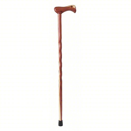 Wooden walking cane on a white background