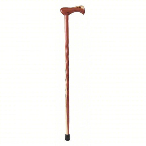 Wooden walking cane on a white background