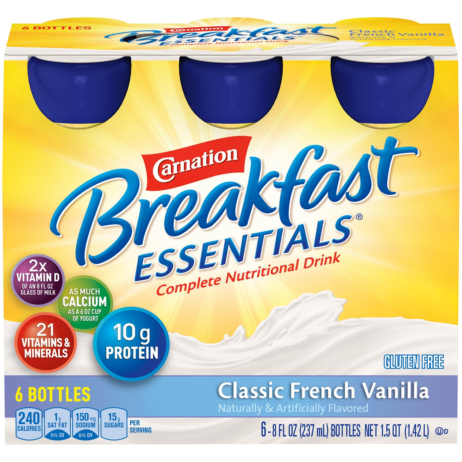 Carnation Breakfast Essentials Classic French Vanilla drink package on a white background