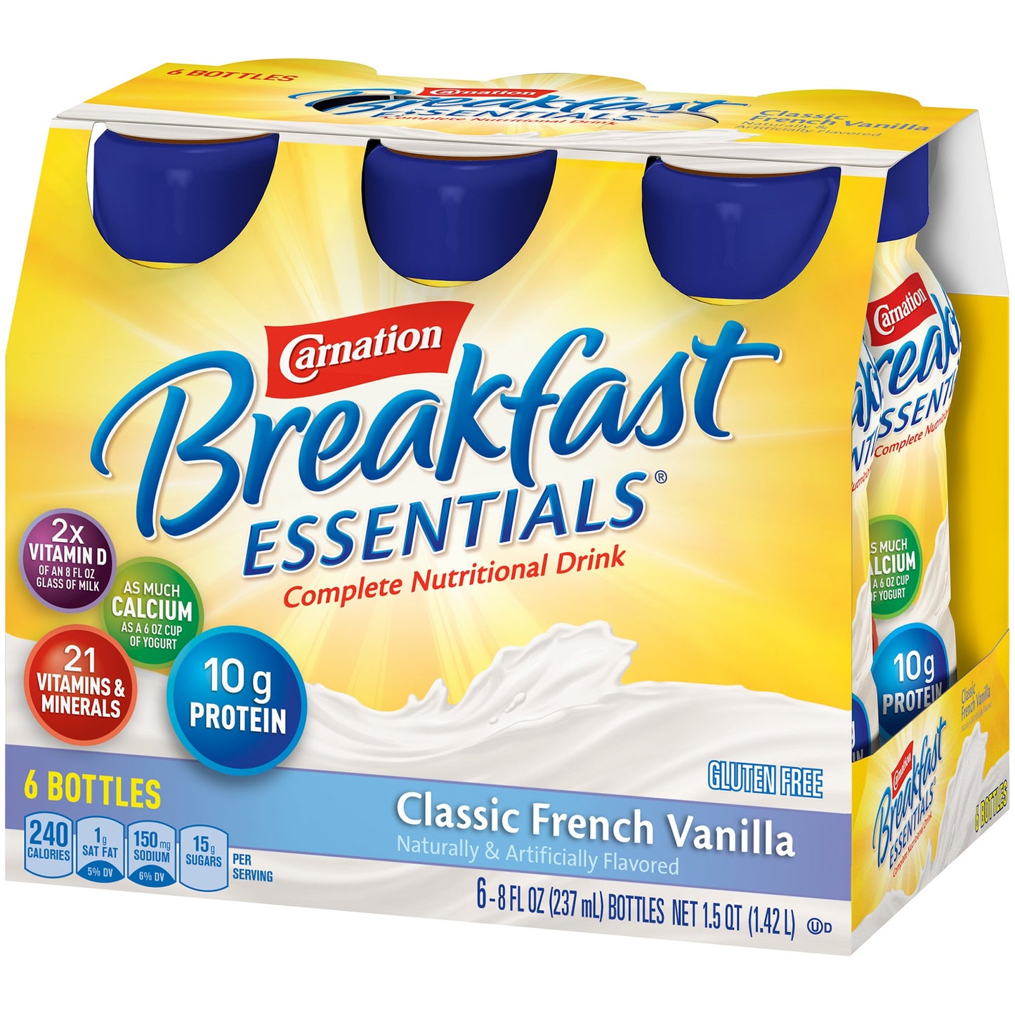 Carnation Breakfast Essentials Classic French Vanilla drink package on a white background
