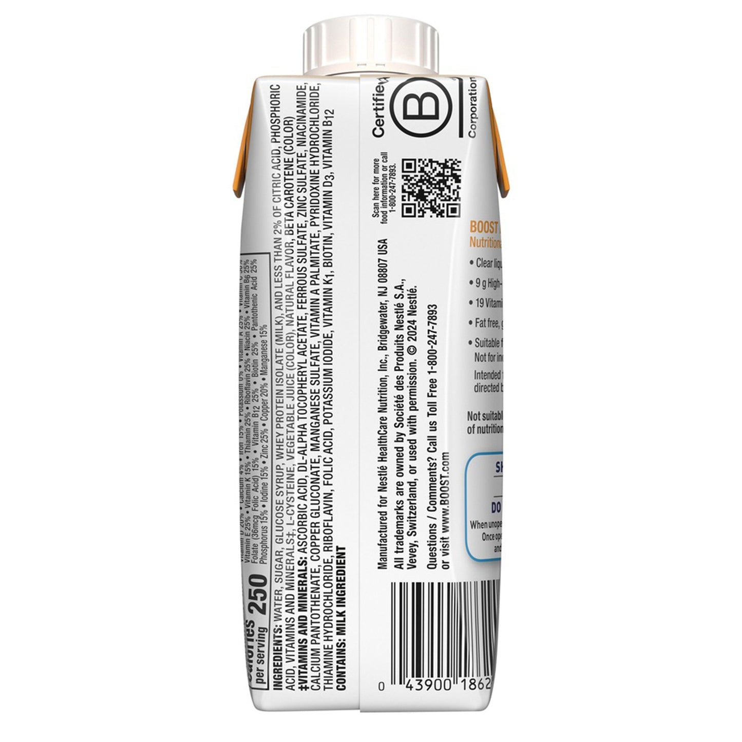 Oral Supplement Boost Breeze® Orange Flavor Liquid 8 oz. Carton