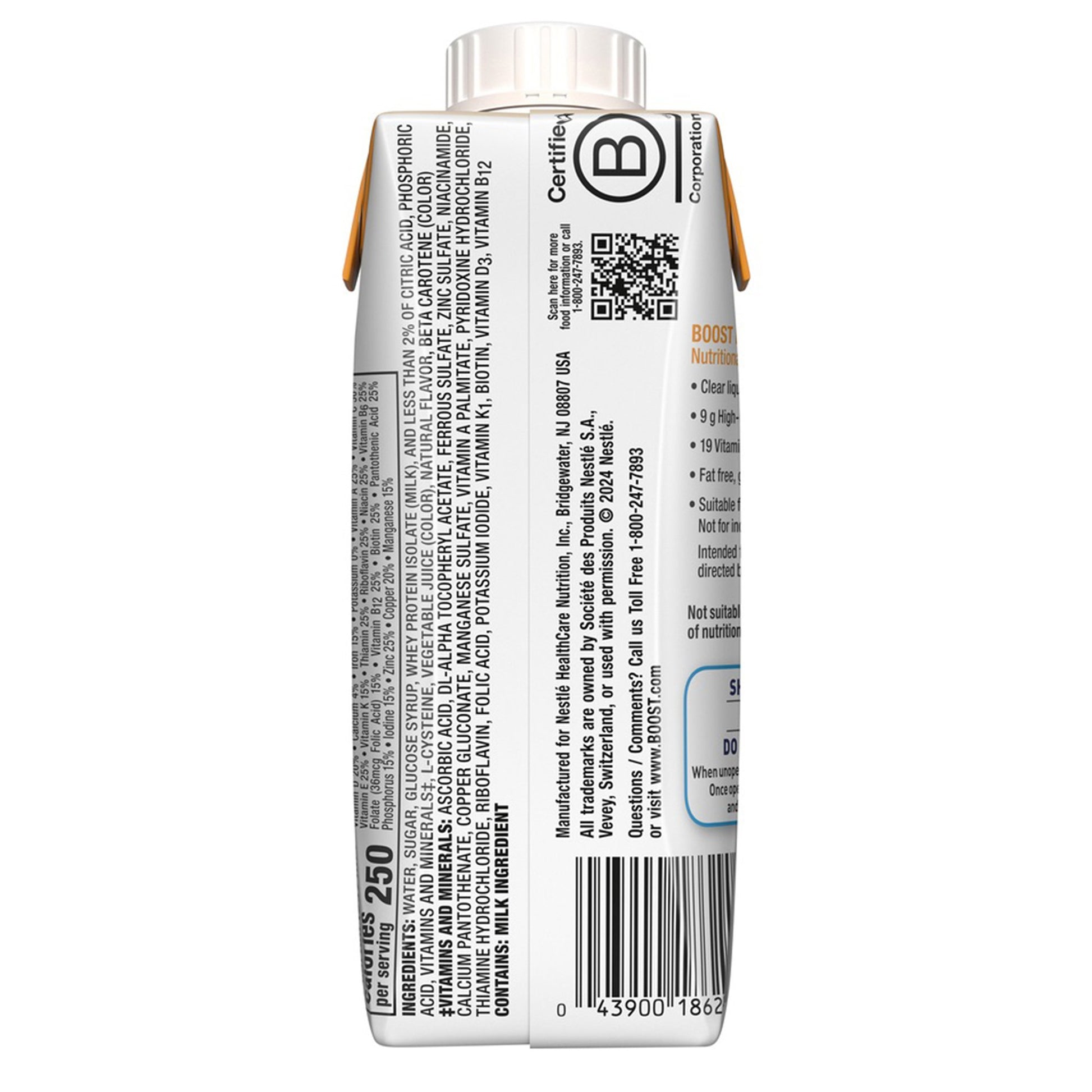 Oral Supplement Boost Breeze® Orange Flavor Liquid 8 oz. Carton