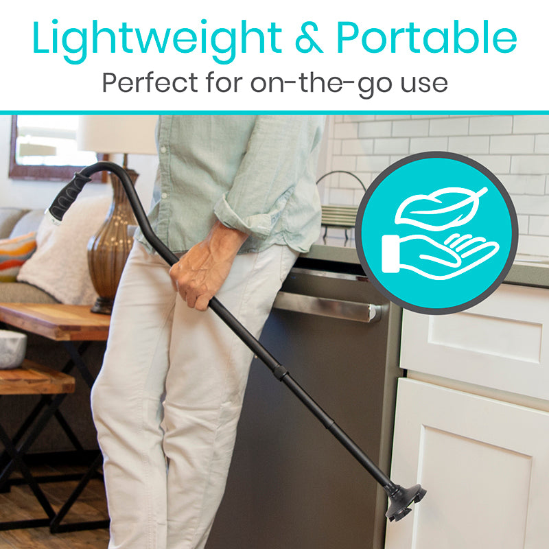 Person using a handheld cleaning tool in a kitchen with text 'Lightweight & Portable' and icon.